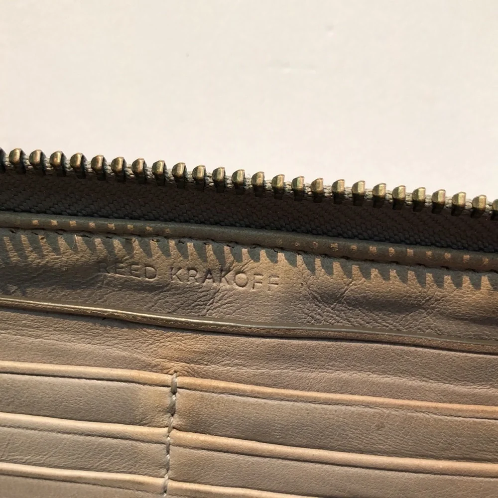 Reed Krakoff Silver Leather Zip Around Ribbon Large Wallet Flawed